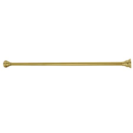 6072 Stainless Steel Adjustable Tension Shower Curtain Rod With Decorative Flange, Brushed Brass